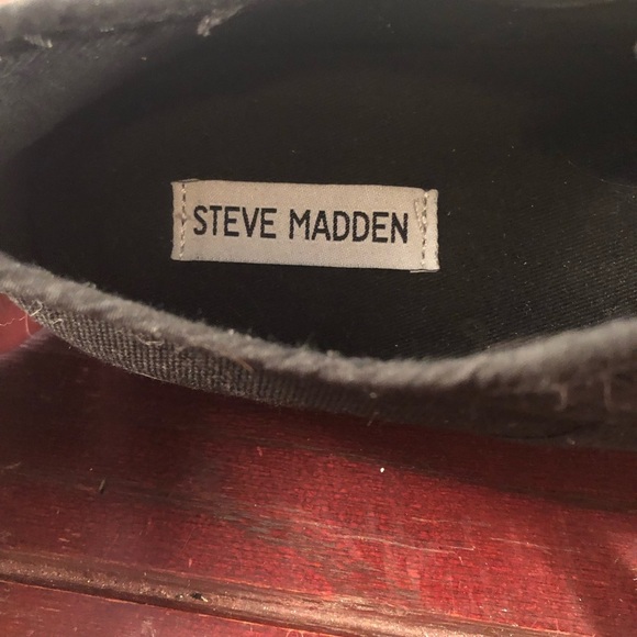 Steve Madden Emmi Canvas Lace Up Platform Sneakers 1.5" Heel Black Size 10 - Picture 9 of 11